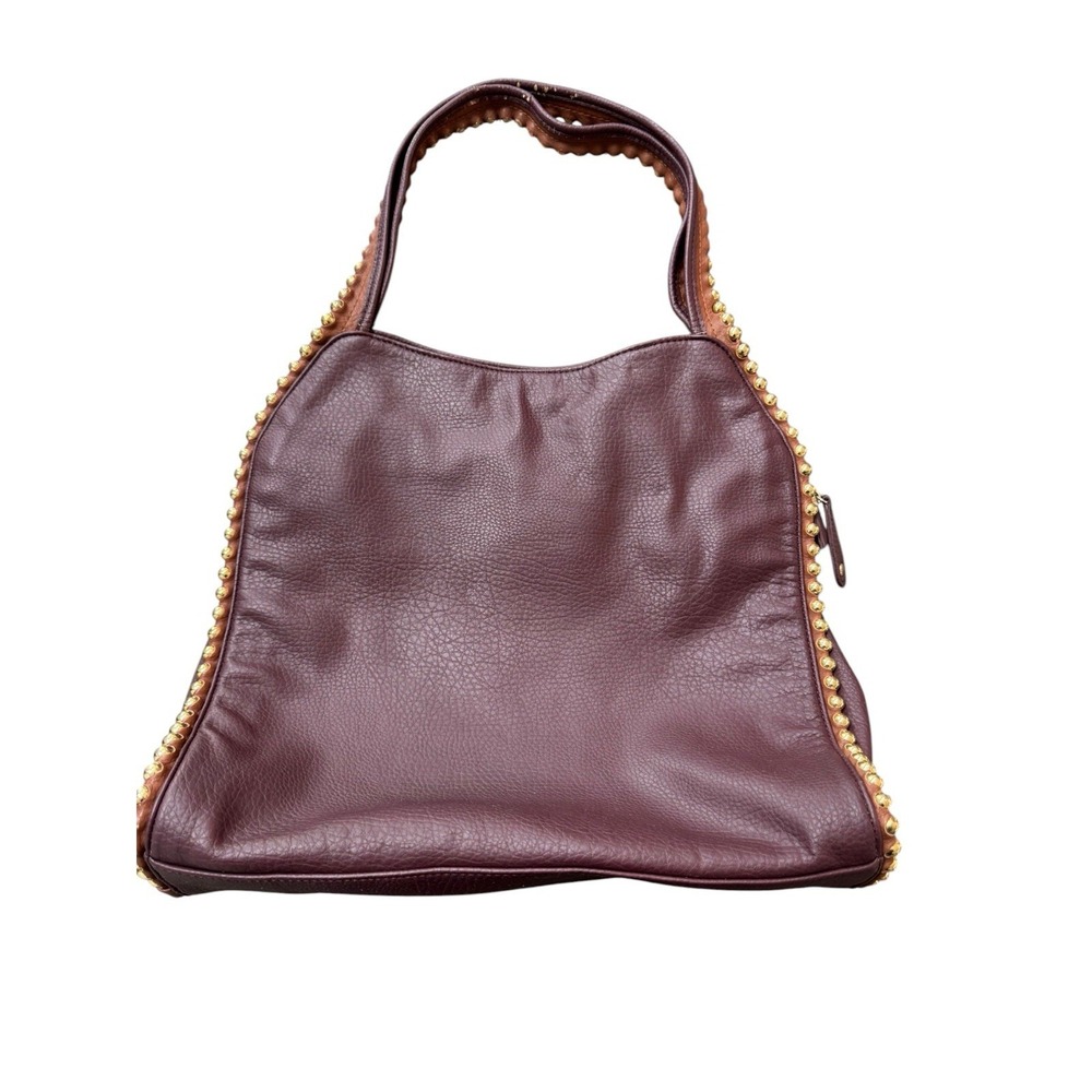 Big Buddha Burgundy‎ Faux Leather Studded Hobo Shoulder Bag Gold Tone Hardware